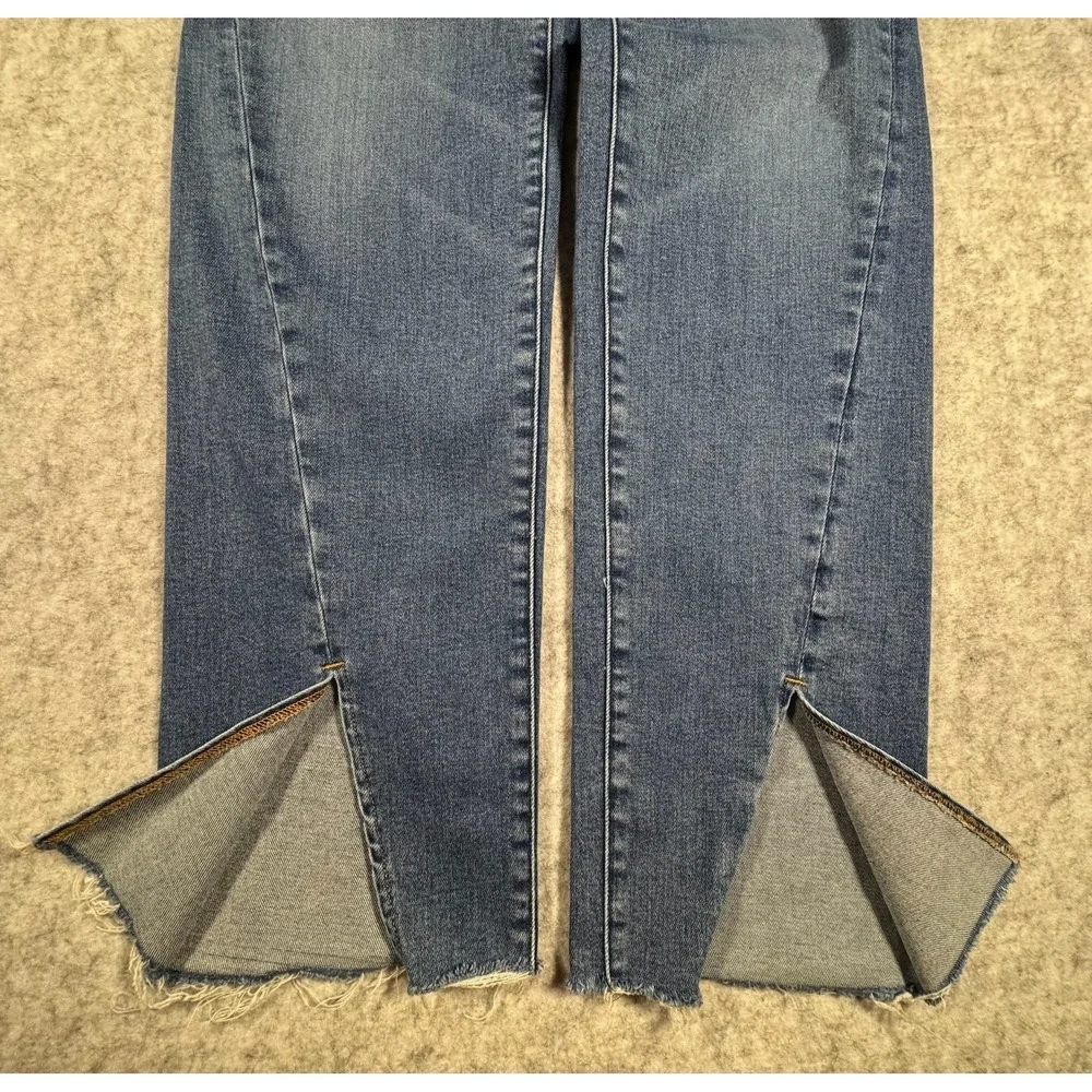 Good American Good Boy Jeans Womens 8/29 Blue Med Wash Stretch Raw Hem